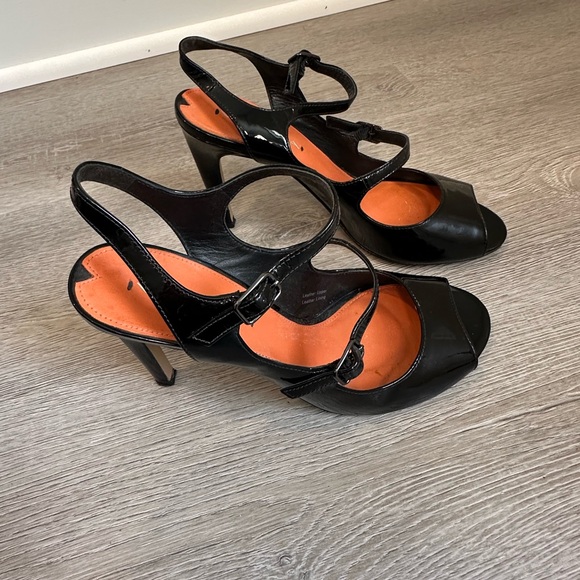 Via Spiga Black Patent Mary Jane Heels with Open Toe - Picture 6 of 6